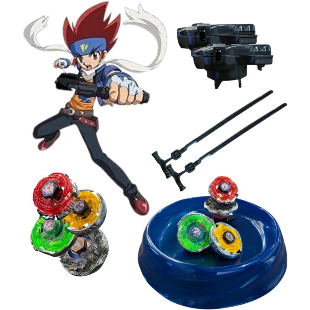 Kit 4 Beyblade Tornado de Metal com Led e Lançador Spinner em Oferta na Shopee