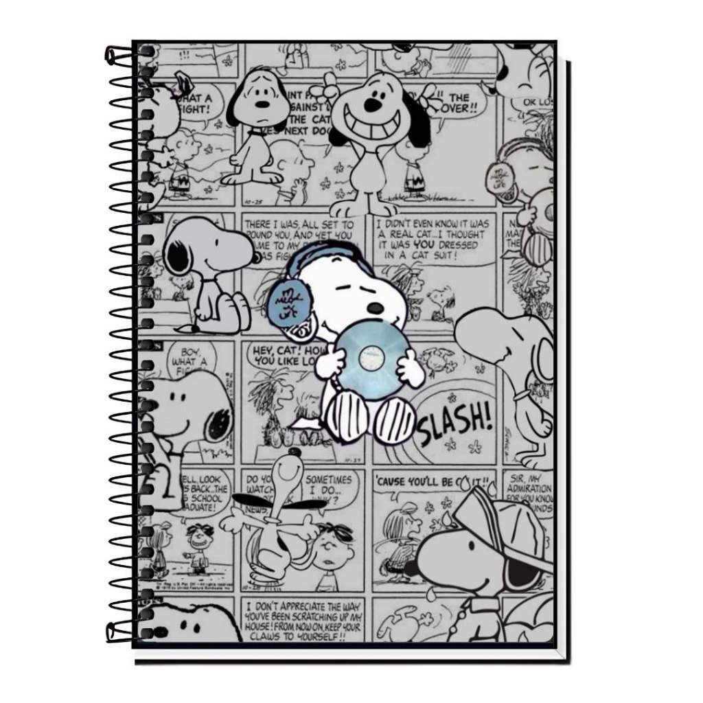 Caderno Personalizado Custom Snoopy | Capa Dura com Espiral Metálico | 1, 10, 15 ou 20 Matérias em Oferta na Shopee