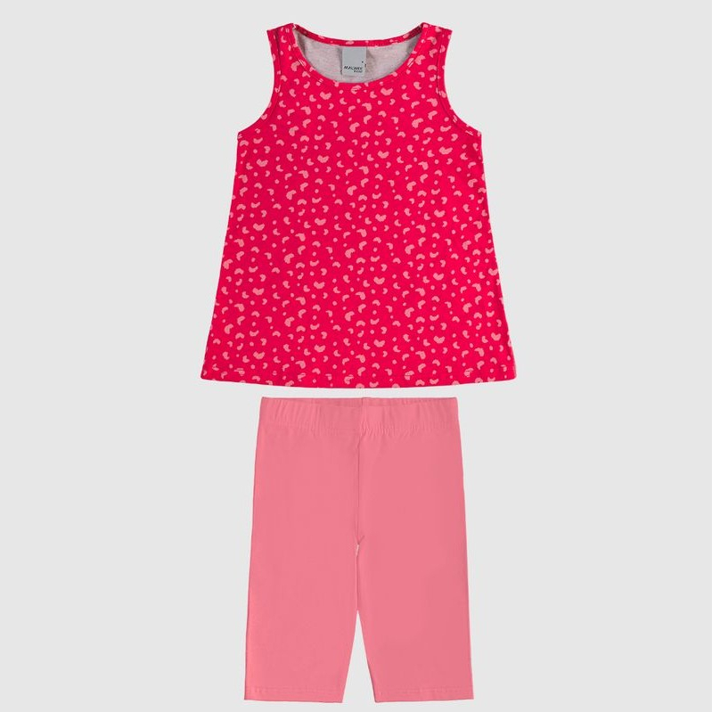Conjunto Infantil Menina Blusa/Bermuda Ciclista MALWEE KIDS 04 A 10 Anos