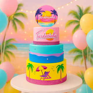 Bolo Fake Tardezinha Rosa Por Do Sol - Ideal Pegue E Monte em Oferta na Shopee