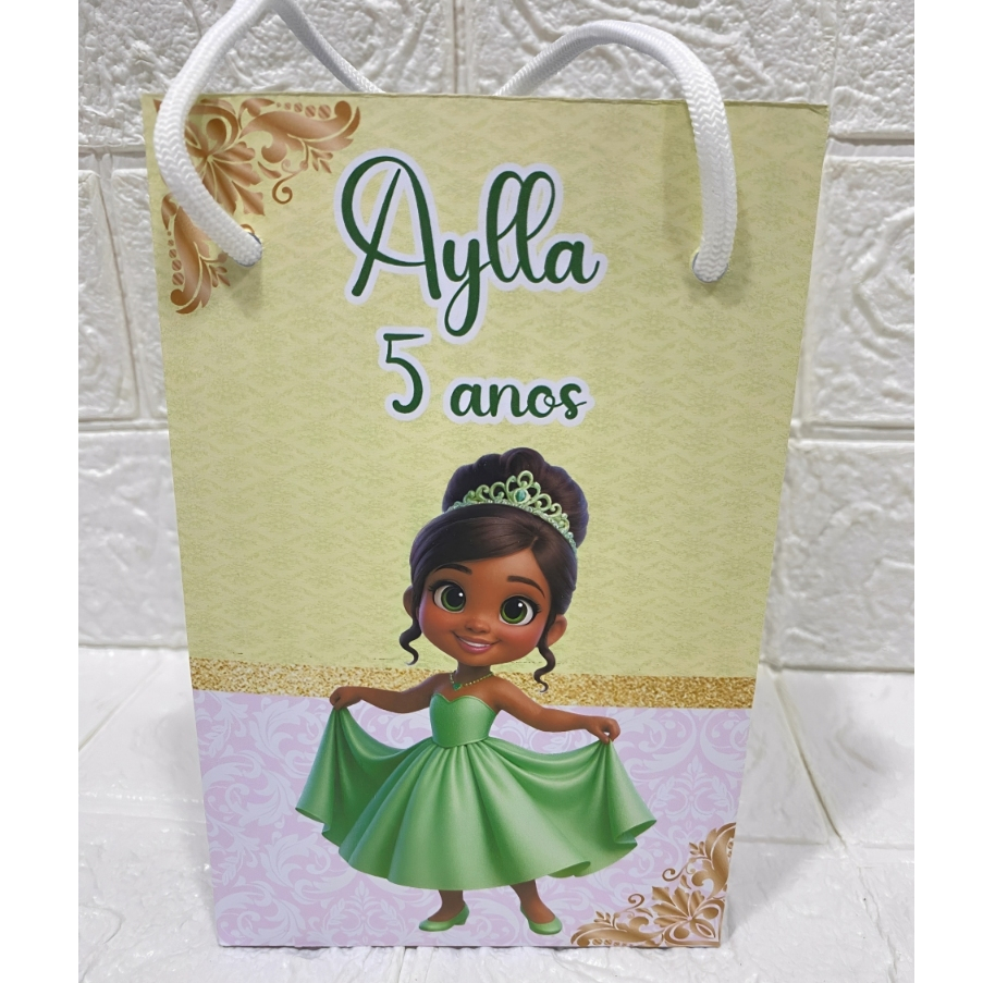 Sacolinha  Surpresa Personalizada Princesa Tiana Baby Com Alça PEGUE E MONTE
