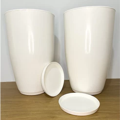 Kit 2 Vasos de Planta Coluna Lisa em Polietileno com Prato N2