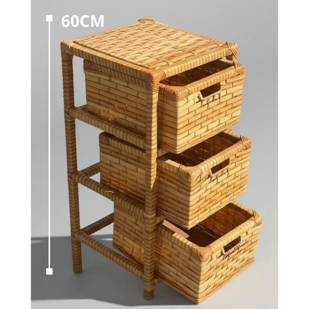 Gaveteiro 3 Gavetas Fibra Sintética 60x30x30cm Vime Organizador e Decoração em Oferta na Shopee