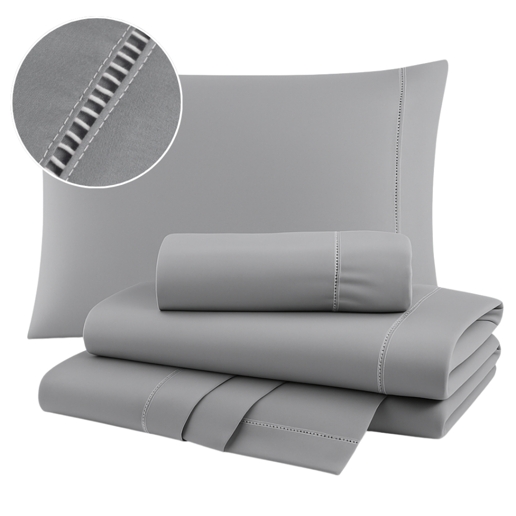 Kit Jogo de Lençol 400 Fios Micropercal Ponto Palito Cama Casal Queen Solteiro King Extra Macio