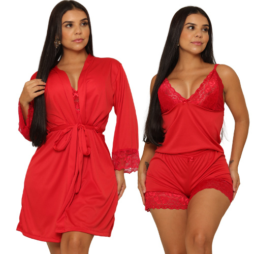 Kit Baby Doll e Robe Com Cinto