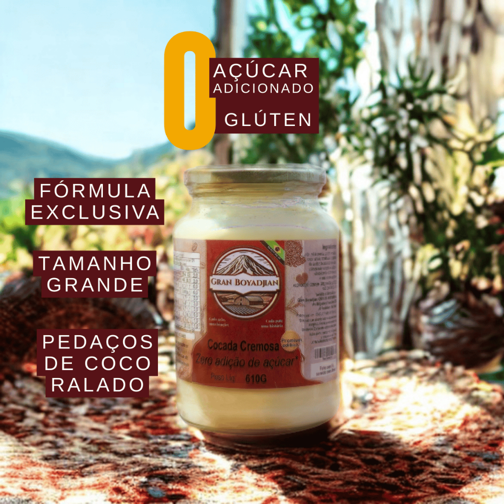 Doce Zero Açúcar Cocada Cremosa Sem Adição de Açúcar - 410G e 610 Gramas