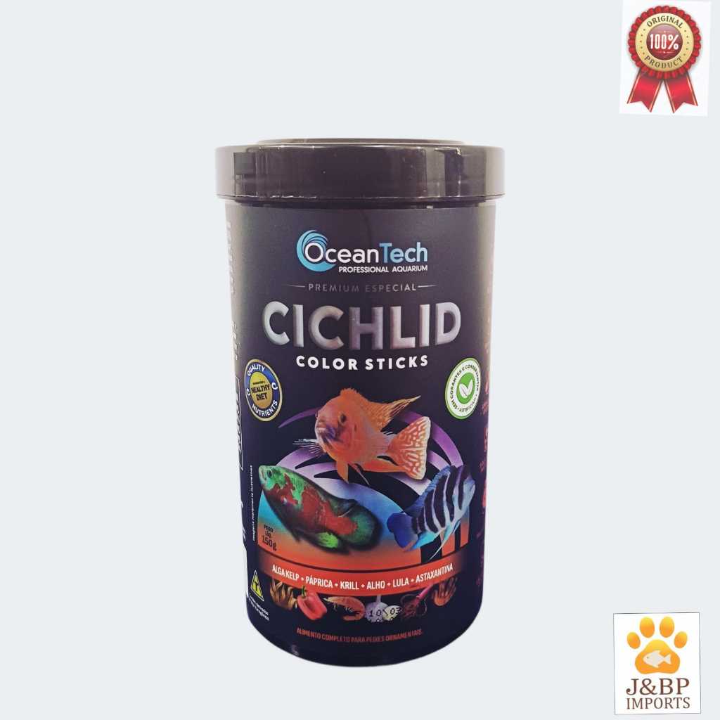 Ração OceanTech Cichlid Color Sticks Pote 75g 150g 300g | Para Ciclídeos Coloridos