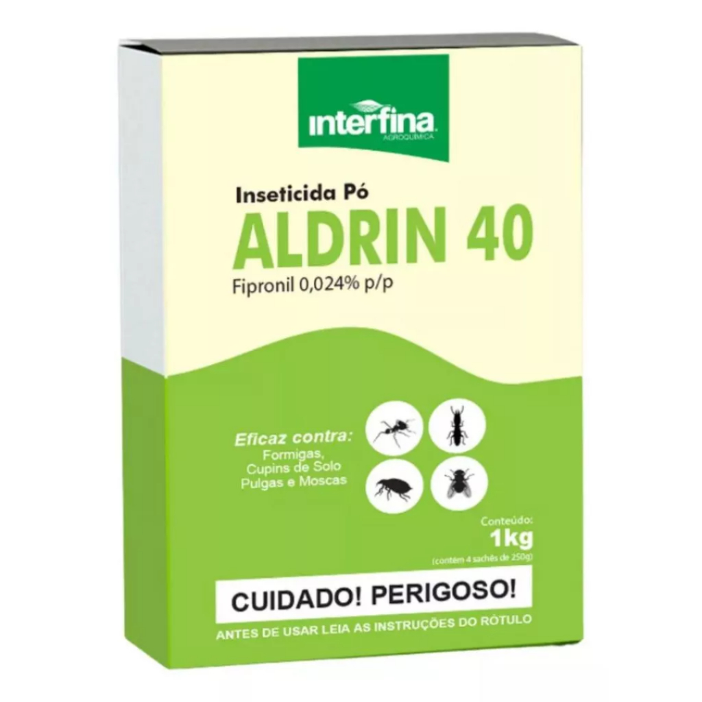 Aldrin 40 pó 1kg - MUITO BOM - Inseticida cupins de solo, pulgas, carrapatos e formigas cortadeiras Interfina em Oferta na Shopee