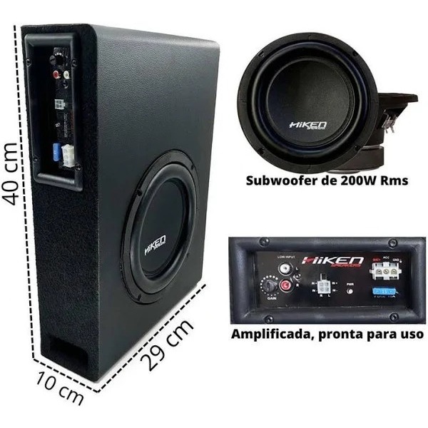 Caixa Amplificada Sub 8 Pol Slim Dutada Gtx8 Hiken 200w
