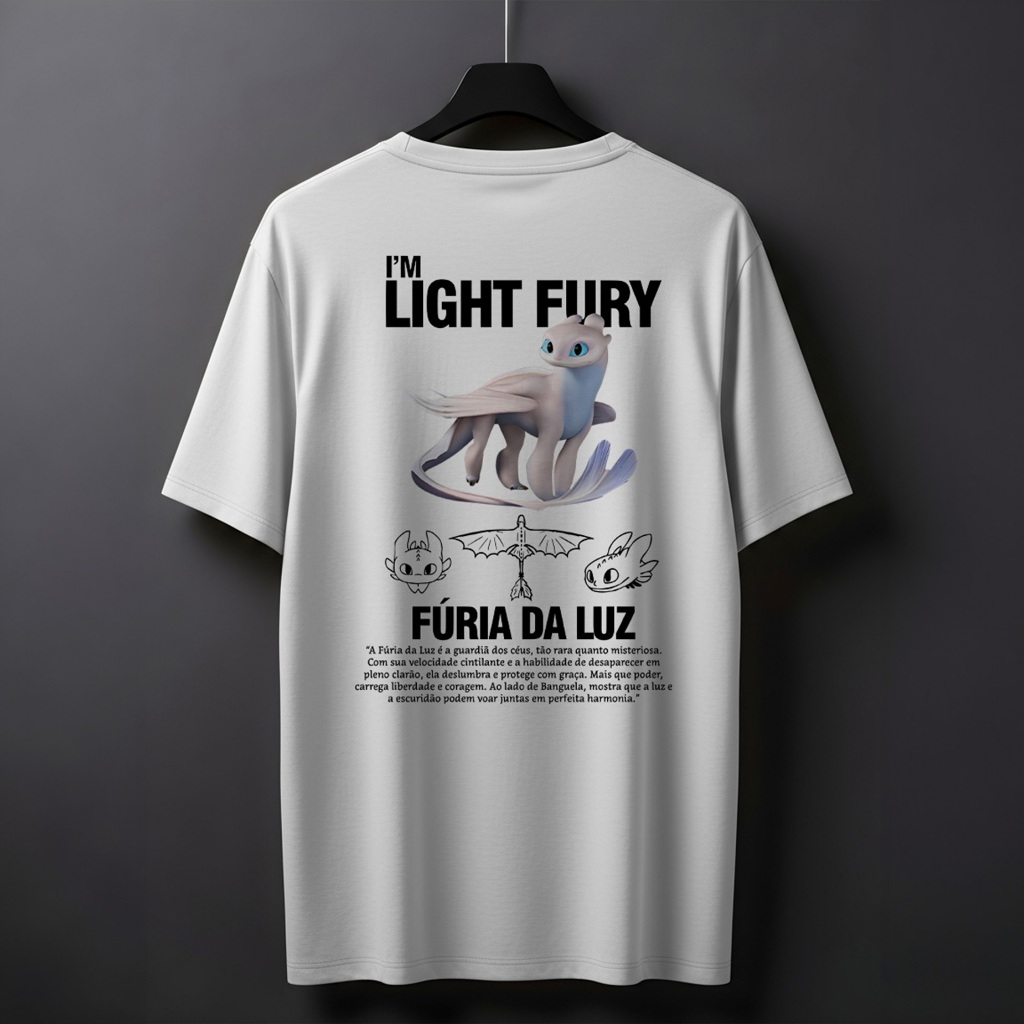Camiseta Dragão da Luz Masculina 100% Algodão T-Shirt Casal - Plus Size Street Wear