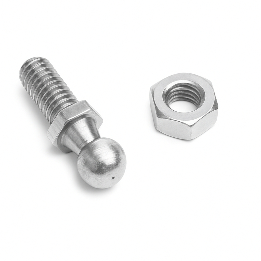 Pino Parafuso Esferico Com Porca Para Amortecedor Capo e Porta Mala Rosca M8 e Esfera 10MM