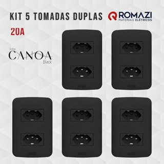 KIT 5 TOMADAS DUPLAS 20A CANOA BLACK - ROMAZI em Oferta na Shopee