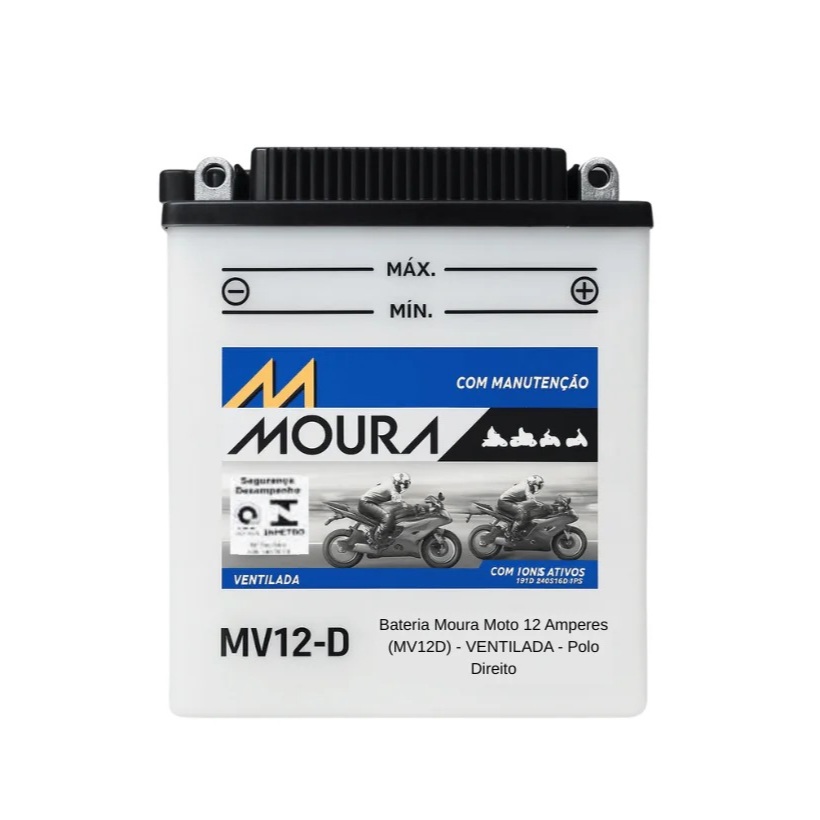 Bateria Moura MV12-D 12V 12Ah Yamaha Virago 535, Ténéré 600, Kawasaki ZX-750, BMW G650 GS, Aprilia Pegaso 650