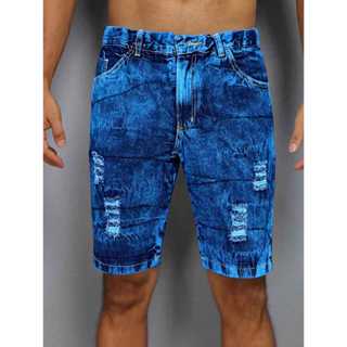 Bermuda Jeans Masculina Rasgada Moda Verão Tendência Linha Premium em Oferta na Shopee