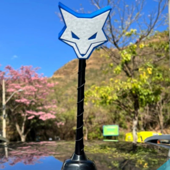 Ponteira Enfeite de Antena Cruzeiro - Raposa Cruzeiro - Azul e Branco - Cabuloso - Carro e Moto