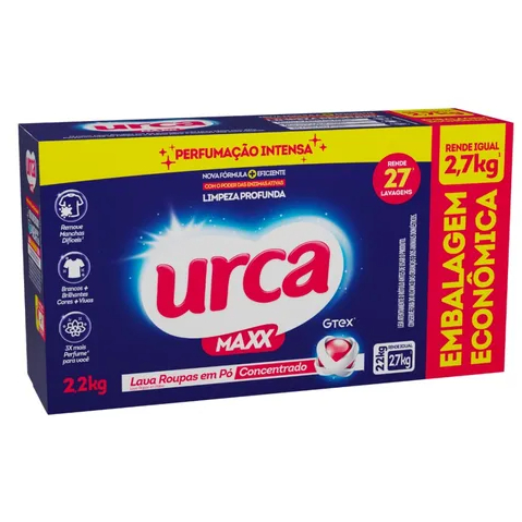 Sabão em pó Urca Maxx tradicional antibacterial caixa 2.2 kg