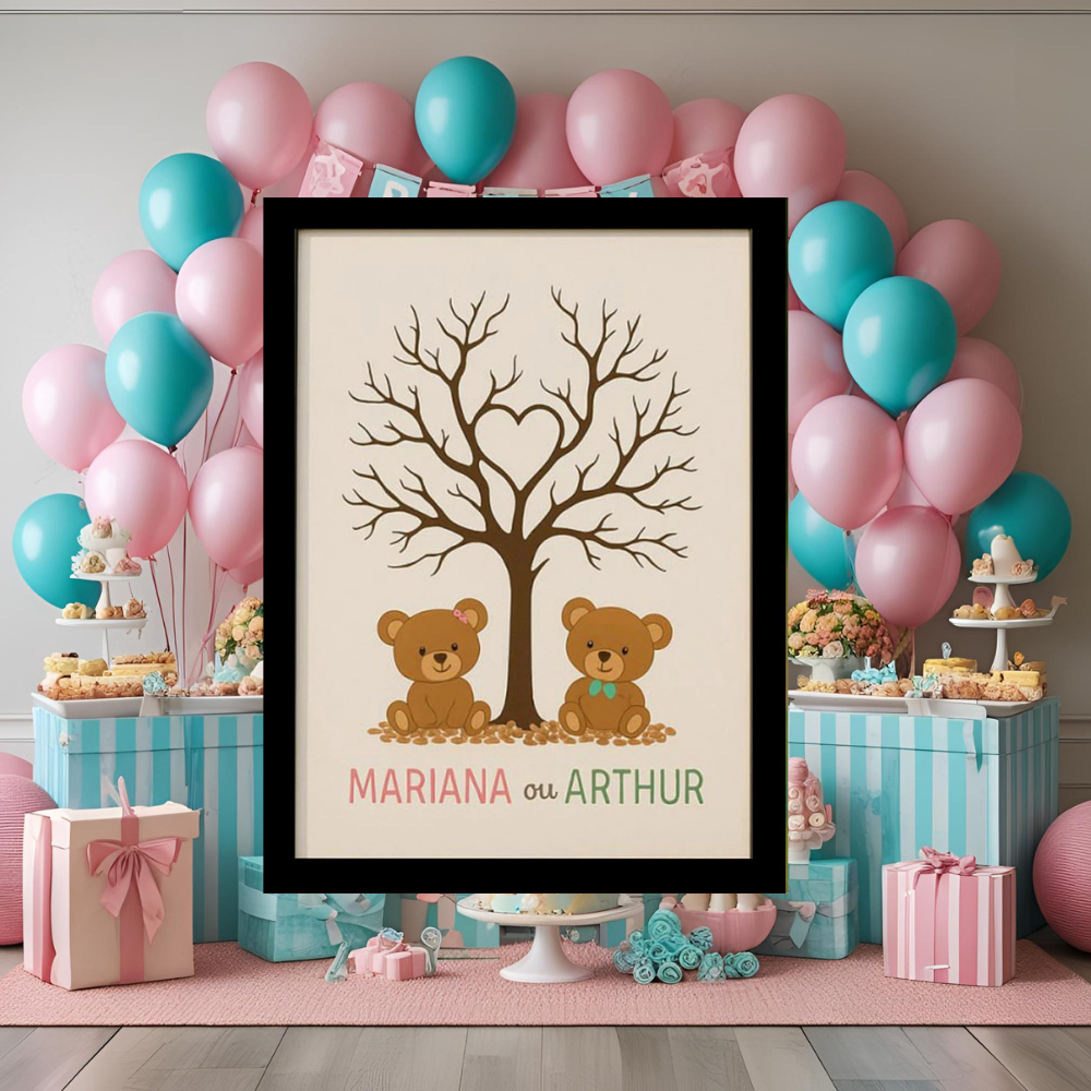 Quadro Decoração Digitais Chá Revelação Menino ou Menino Azul Ou Rosa Personalizado em Oferta na Shopee