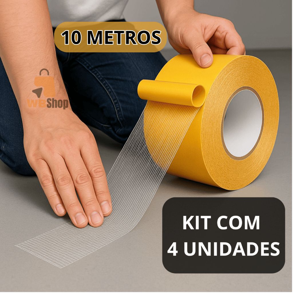 Kit 4 Fita Dupla Face Para Tapete Carpete Tecido De Fixação Resistente Impermeável