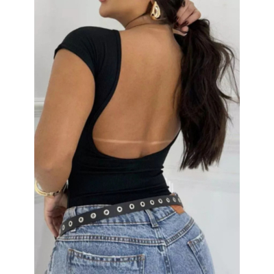 Body Costas Nua Manga Curta Sexi Sensual em Suplex Casual e Elegante Conforto e Estilo