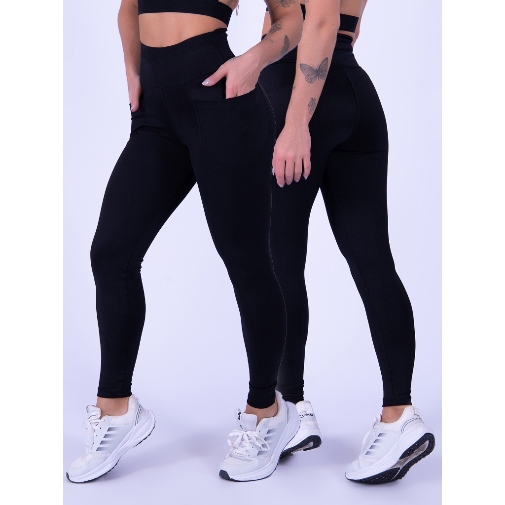 Calça Legging Rocca Poliamida Cintura Alta com Bolsos Geriba