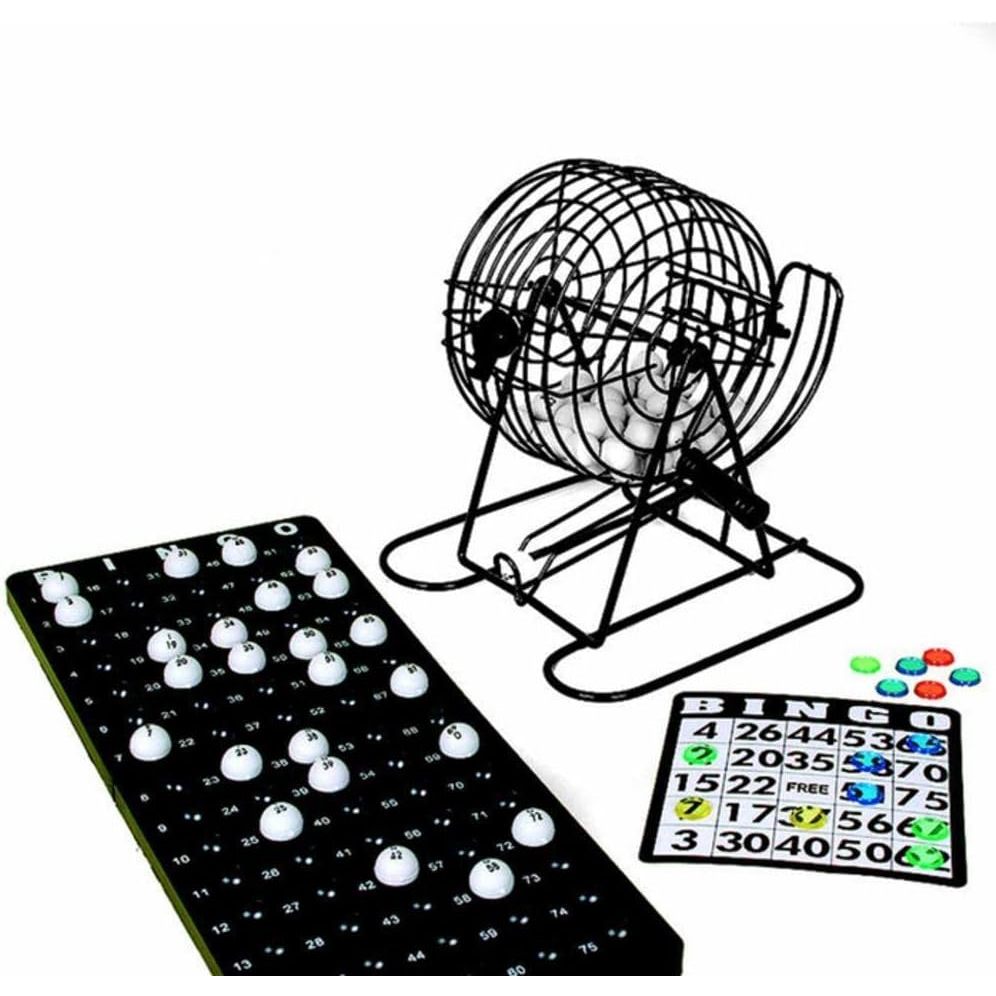 Bingo Jogo Tabuleiro Globo Metal 18 Cartelas + 72 Bolas