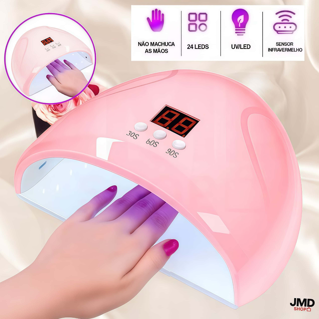 Cabine De Unhas LED/UV em Gel com Sensor Automático e Tempo Digital-Secagem Rápida Profissional