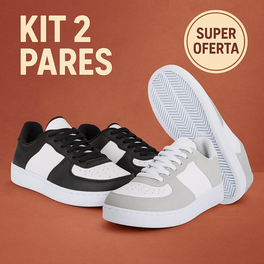 Kit 2 Pares Tênis Unissex Footwear – Estilo e Conforto no Dia a Dia -- Do 34 Ao 43