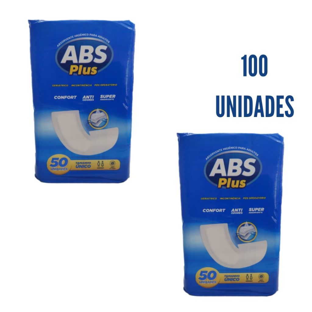 Kit 100 un Absorvente Geriátrico Absorv Plus | Alta Absorção e Conforto | Frete Rápido