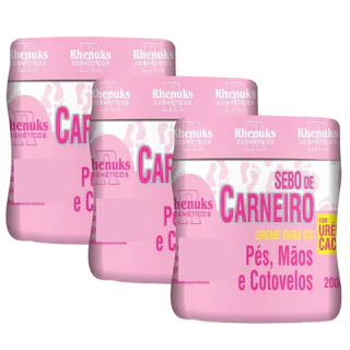 Kit 3 Creme Sebo De Carneiro Ureia 200g Hidratante -  Ressecamento e Rachaduras Pés, Mãos e Cotovelos