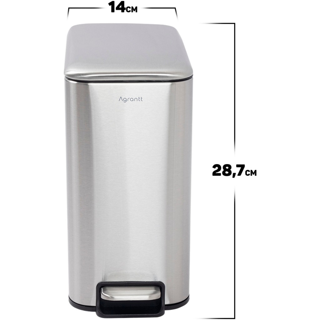 Detalhes do Lixo Lixeira Soft Close 5 Litros Aço Inox Pedal Balde Cesto Removível Slim Banheiro Lavabo Cozinha