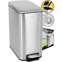 Lixo Lixeira Soft Close 5 Litros Aço Inox Pedal Balde Cesto Removível Slim Banheiro Lavabo Cozinha