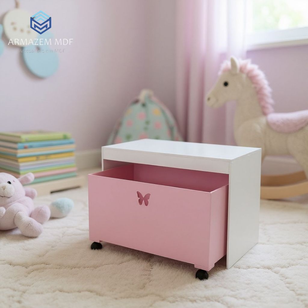 Organizador de Brinquedos Bancada Infantil 1 Gaveta Com Rodinhas em MDF