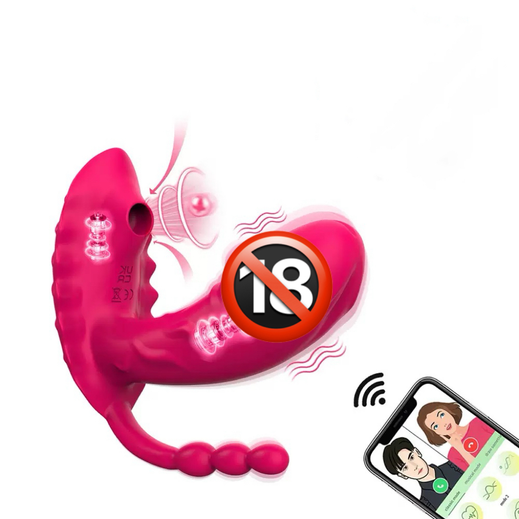 Vibrador Calcinha Luxo Bluetooth com sucção; 3 em1 Recarregável 9 modos de vibração e sucção CS-20 em Oferta na Shopee