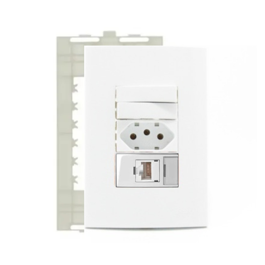 Conjunto 4x2 com 2 Teclas simples + 1 tomada 10a + 1 Tomada RJ45 cat5e Sleek Bc Margirius