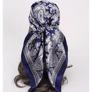 Lenço Cetim Estampado Floral Mandala Colorido 90*90 Acessório Multifuncional Tendência para praia em Oferta na Shopee