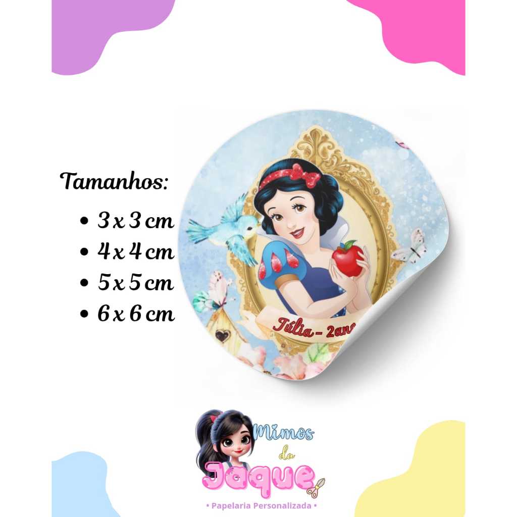 KIT 235 Etiquetas Adesivas- Branca de Neve- Lembrancinha mimo  adesivo personalizado  aniversário infantil entre outros