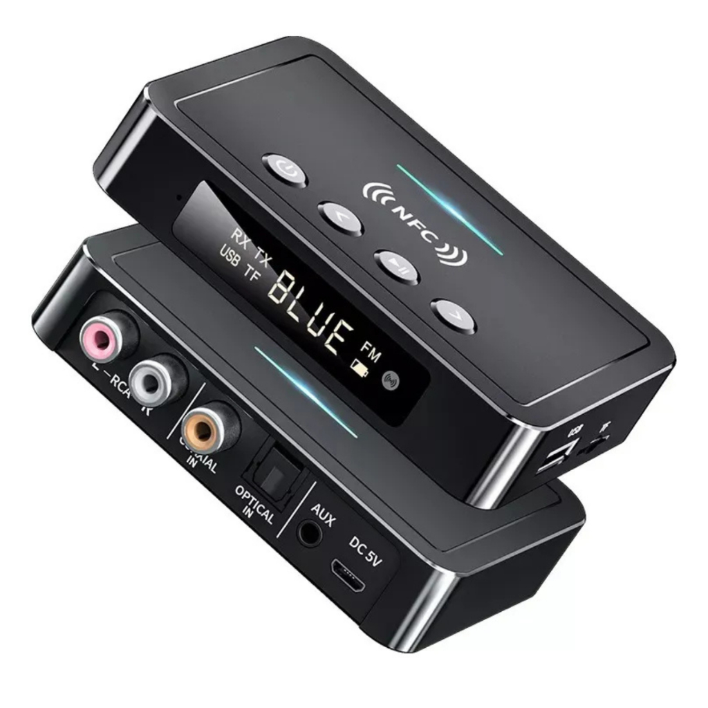Transmissor / Receptor Bluetooth 5.0 Optica Nfc Rca Tv Som Preto