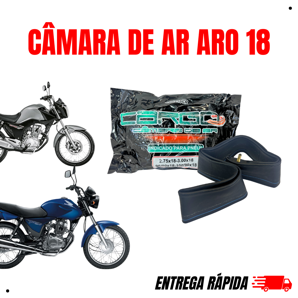 Câmara de Ar Motos Pneus Aro 18 Cg Ybr Fan Titan Honda Yamaha 125/150 Dianteiro Traseiro Cargo