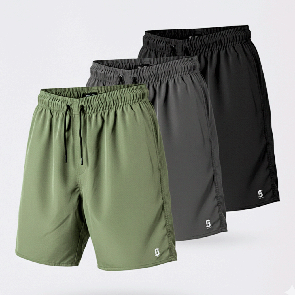Kit 3 Bermudas Masculina Plus Size Tactel com Elastano Conforto G1 ao G6 Grande Academia Praia