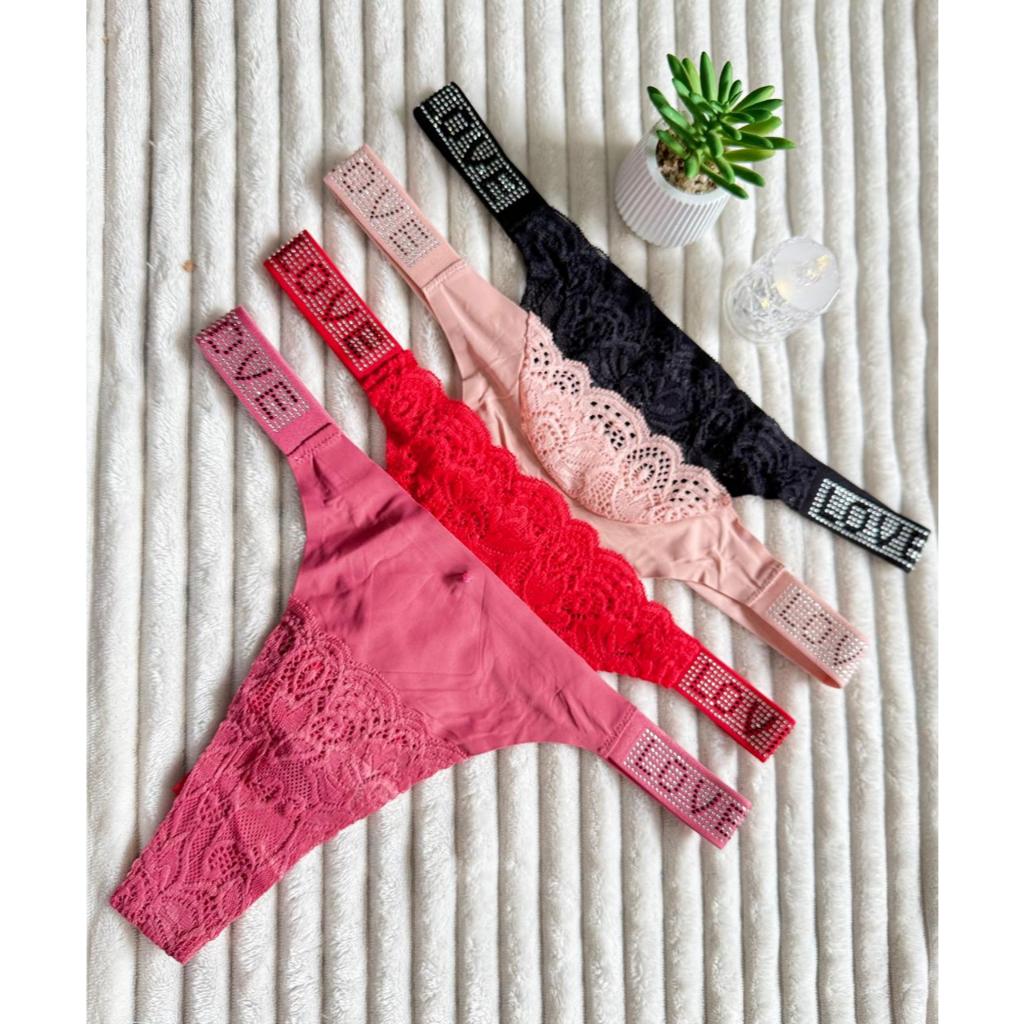 KIT COM 3/5/10 CALCINHAS FIO DENTAL LASER COM DETALHES EM RENDA E STRASS em Oferta na Shopee