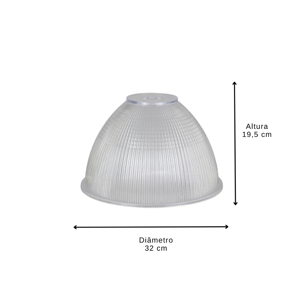 Cúpula Para Pendente Prismática Industrial Cristal Termoplástico 12' Polegadas