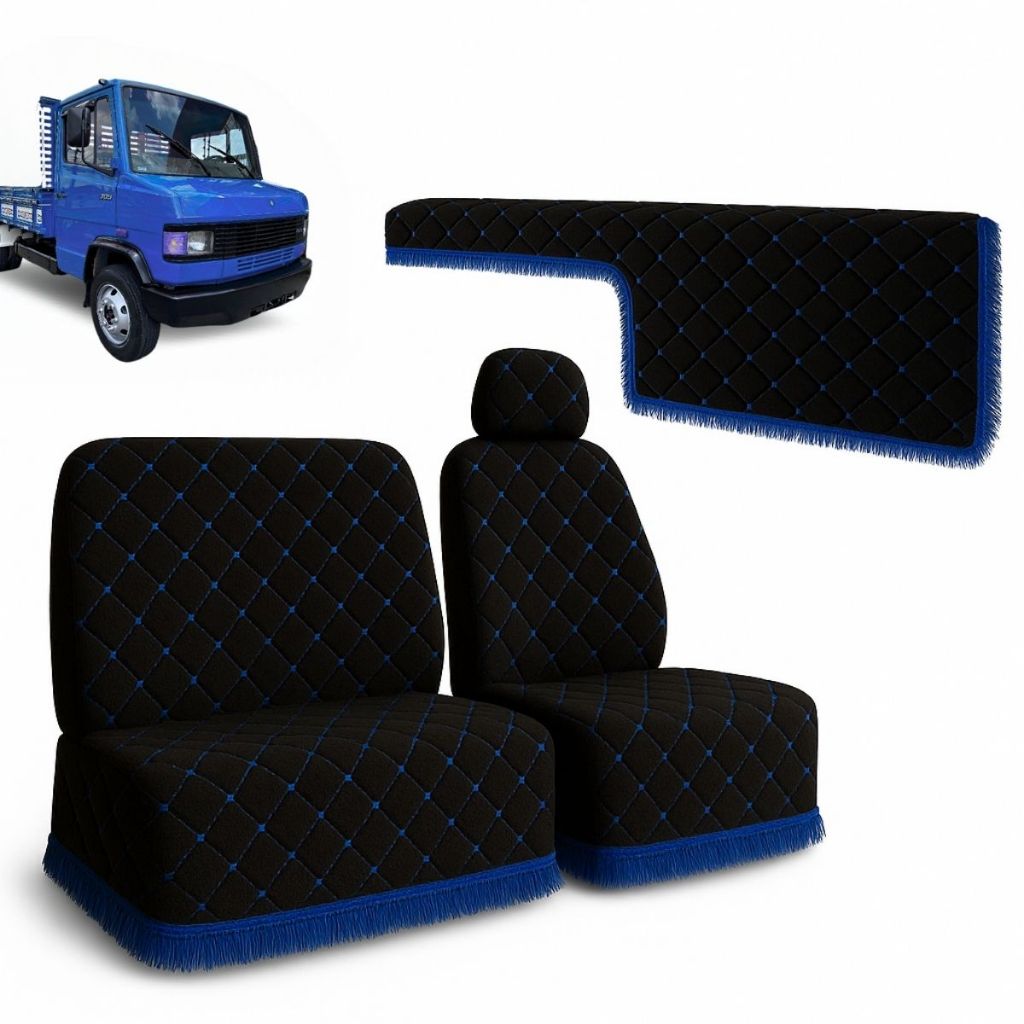 Kit Capa de Banco e Painel Veludo Premium Caminhão MB 709