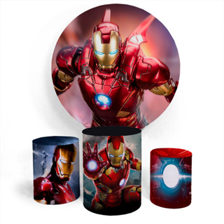 Kit Festa Painel Festa Capa Circular E Capa Conjunto Cilindro Veste Fácil Homem de Ferro Heroi em Oferta na Shopee