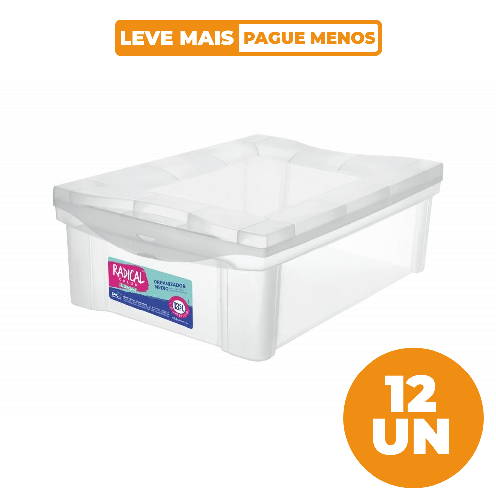 Kit 12 Caixas Organizadoras Plástica Cristal 13,5L Ordene em Oferta na Shopee
