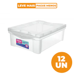 Kit 12 Caixas Organizadoras Plástica Cristal 13,5L Ordene