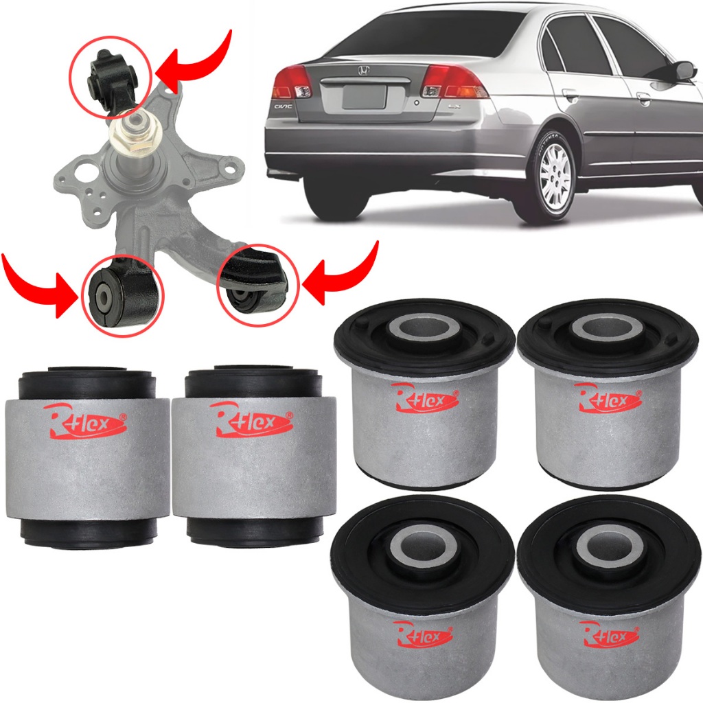 Kit 6 Buchas Da Manga Eixo Traseira Honda Civic 2001 à 2006 em Oferta na Shopee