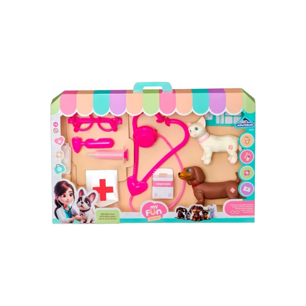 Clinica Pet shop e cat com acessórios veterinária brinquedo menina pet My fun clinical