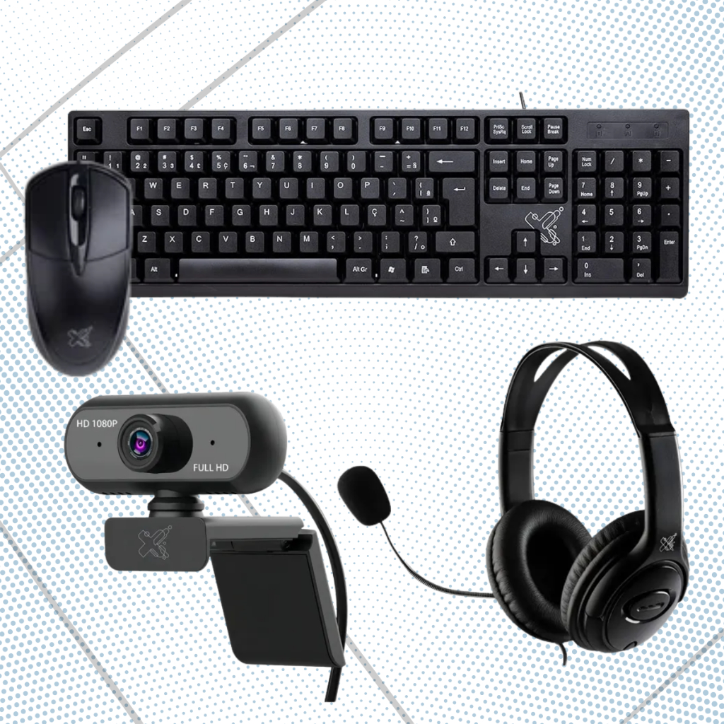 Kit para Computador Teclado + Mouse 1200DPI + Headset + Webcam 1080p Maxprint