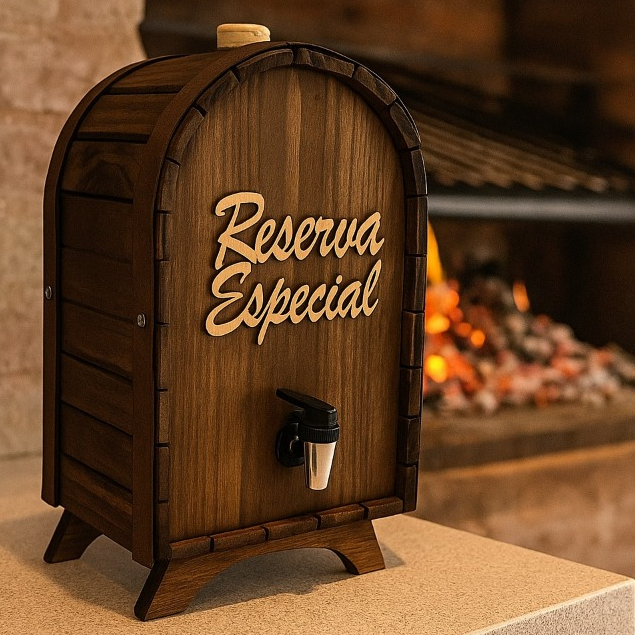 Pingômetro Rústico Barril Madeira Dosador Barrica Tonel de Pinga Cachaça 4 Litros