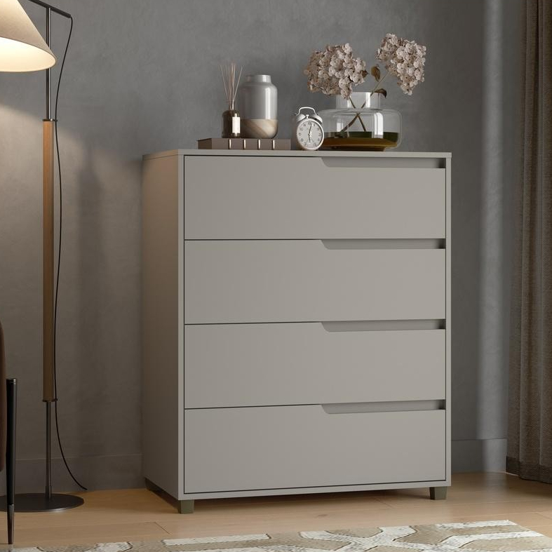 Cômoda 4 Gavetas Viena Cinza Claro MDF Casamia em Oferta na Shopee